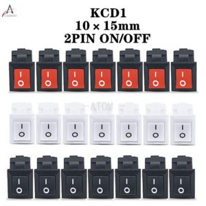 5pcs KCD11-101 3A/250V small black  10*15mm SPST 2PIN ON/OFF G130 Boat Rocker Switch Car Dashboard