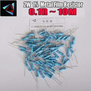 10pcs 2W Metal film resistor 1% 0.1R ~ 10M 1R 4.7R 10R 22R 33R 47R 1K 4.7K 10K 100K 0.22 0.33 0.47 0.56 0.68 0.75 0.82 0.91  ohm