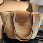 travel beach woven handbag  basket tote shoulder bag cutton