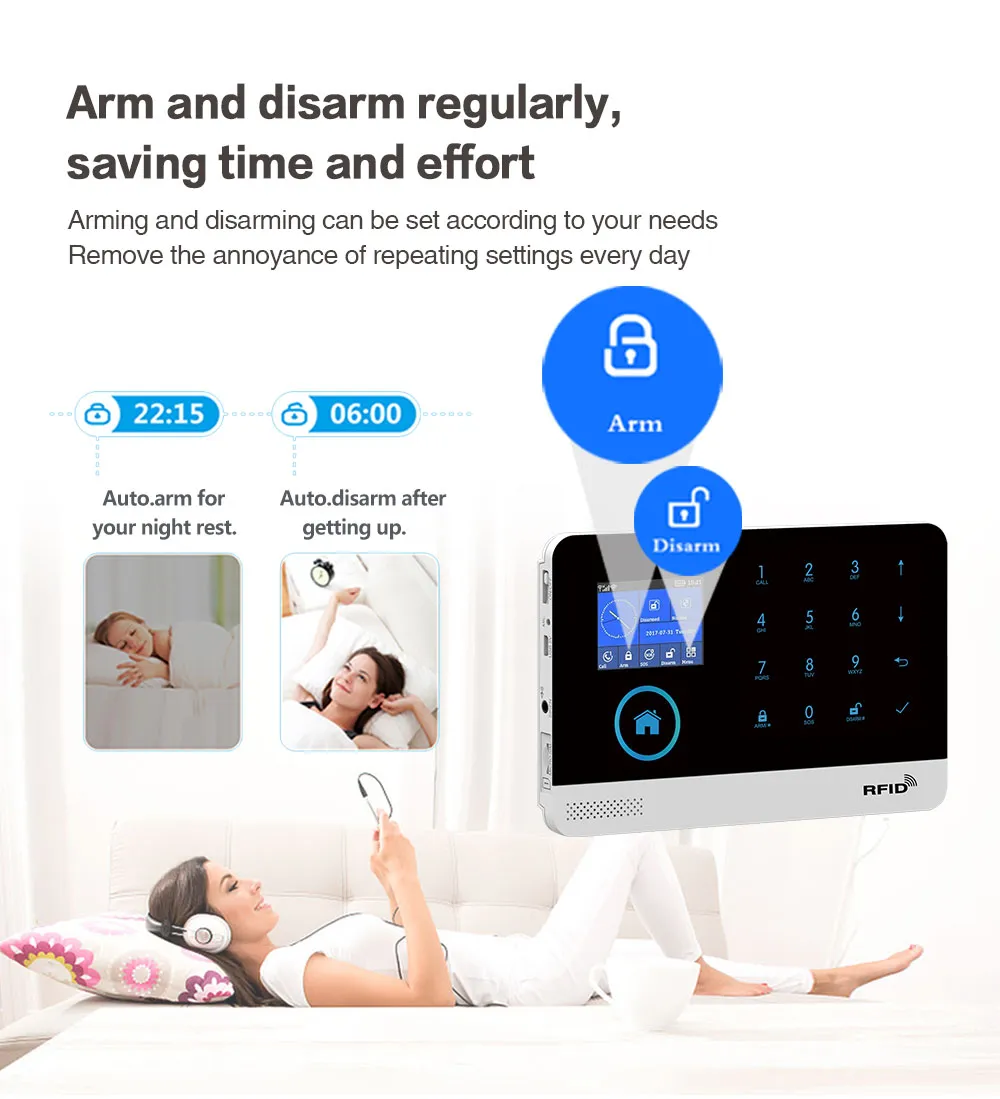 esmfaster PG103 Alarm System for Home Burglar Security 433MHz WiFi GSM Alarm Wireless  Smart House App Control