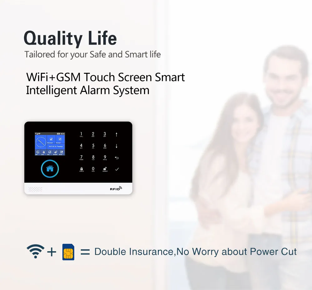esmfaster PG103 Alarm System for Home Burglar Security 433MHz WiFi GSM Alarm Wireless  Smart House App Control