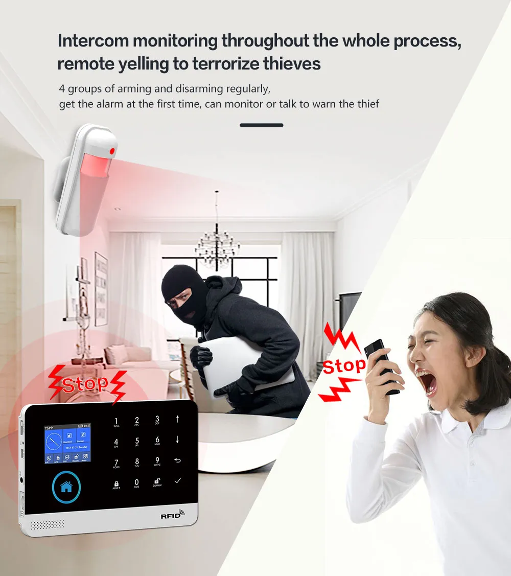 esmfaster PG103 Alarm System for Home Burglar Security 433MHz WiFi GSM Alarm Wireless  Smart House App Control