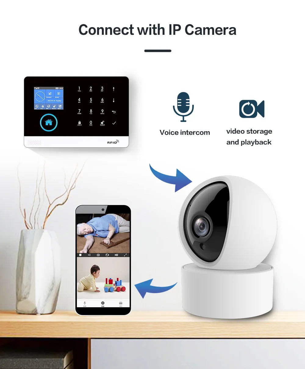 esmfaster PG103 Alarm System for Home Burglar Security 433MHz WiFi GSM Alarm Wireless  Smart House App Control