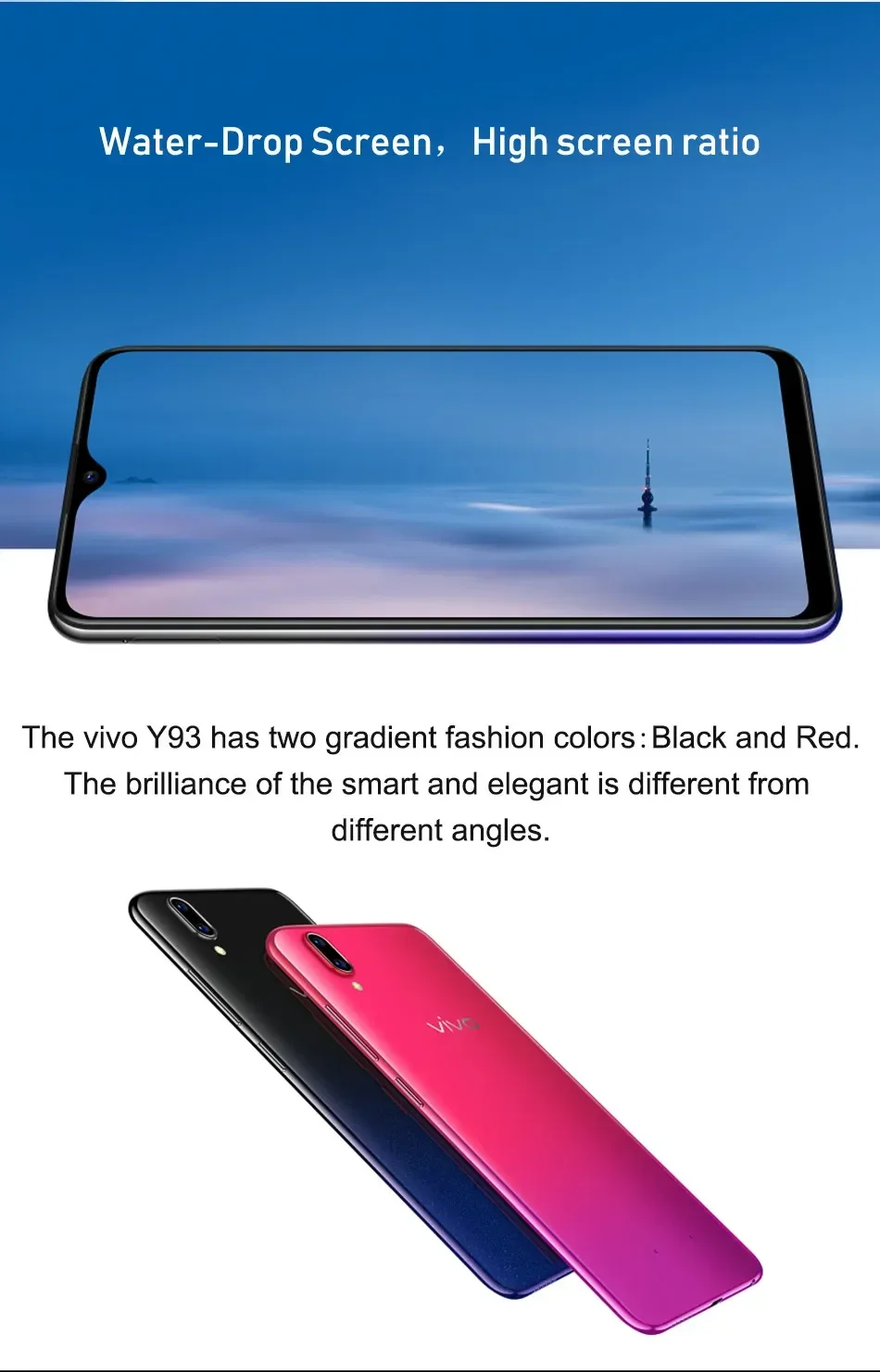 VIVO Y93 Smartphone Global firmware 4GB 64GB Octa core Android 8.1 6.2'' Camera 13MP+2.0MP Face ID Dual SIM Used Phone VIVO Y93 Smartphone Global firmware 4GB 64GB Octa core Android 8.1 6.2'' Camera 13MP+2.0MP Face ID Dual SIM Used Phone