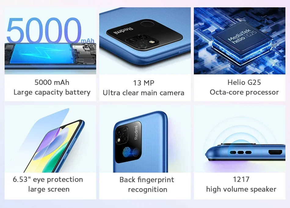 Xiaomi Redmi 10A 4G Smartphone 4GB 64GB Helio G25 Octa Core 6.53' HD Display 13MP Fingerprint 5000mAh Cellphone Global Rom Xiaomi Redmi 10A 4G Smartphone 4GB 64GB Helio G25 Octa Core 6.53' HD Display 13MP Fingerprint 5000mAh Cellphone Global Rom