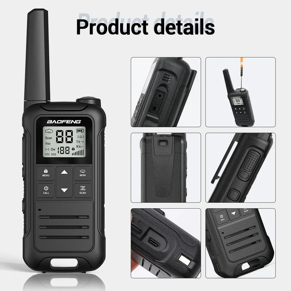 2PCS Baofeng F22 PMR FRS Mini Walkie Talkie Waterproof Type-C Licence-free NOAA Portable Two Way Ham Radio for Hunting