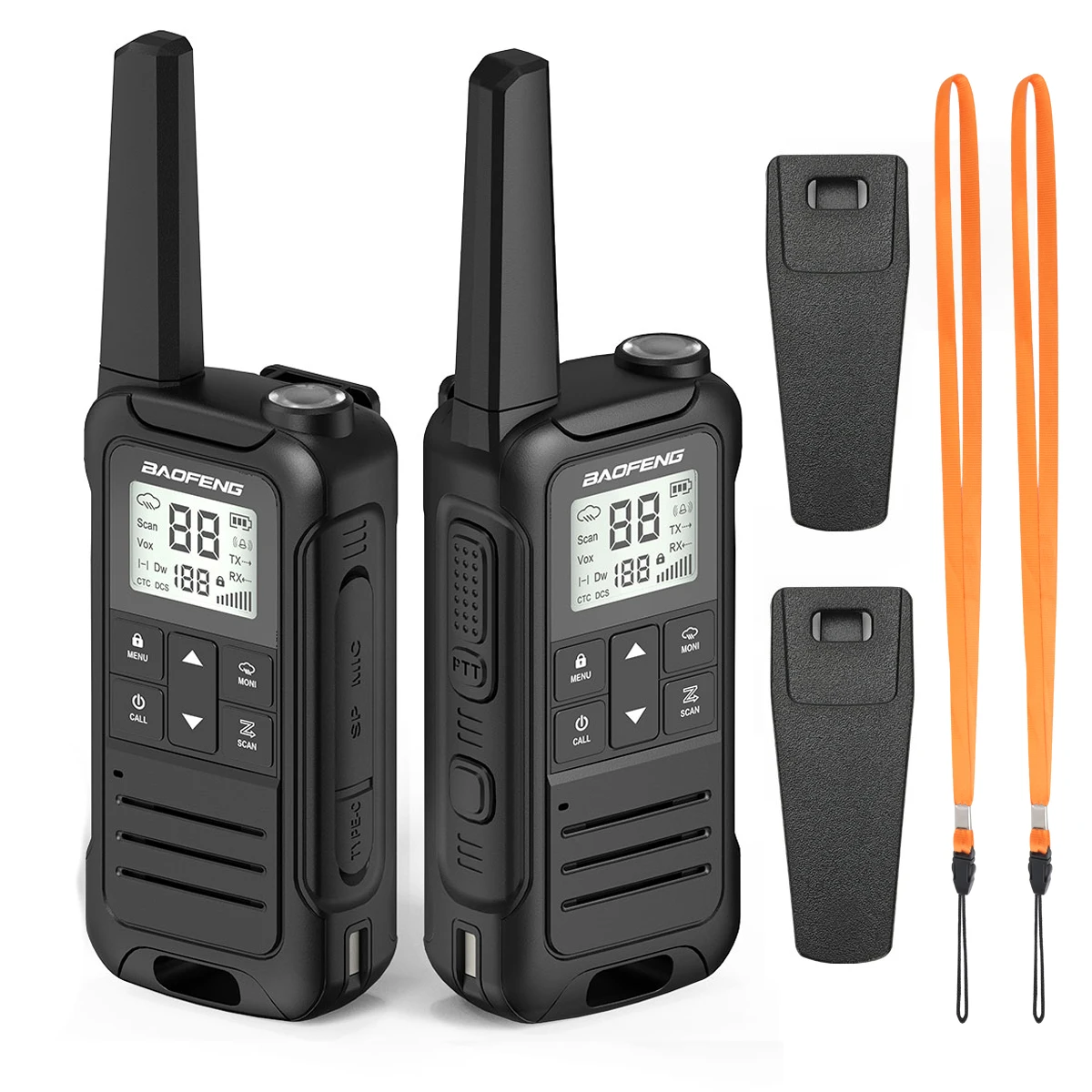 2PCS Baofeng F22 PMR FRS Mini Walkie Talkie Waterproof Type-C Licence-free NOAA Portable Two Way Ham Radio for Hunting
