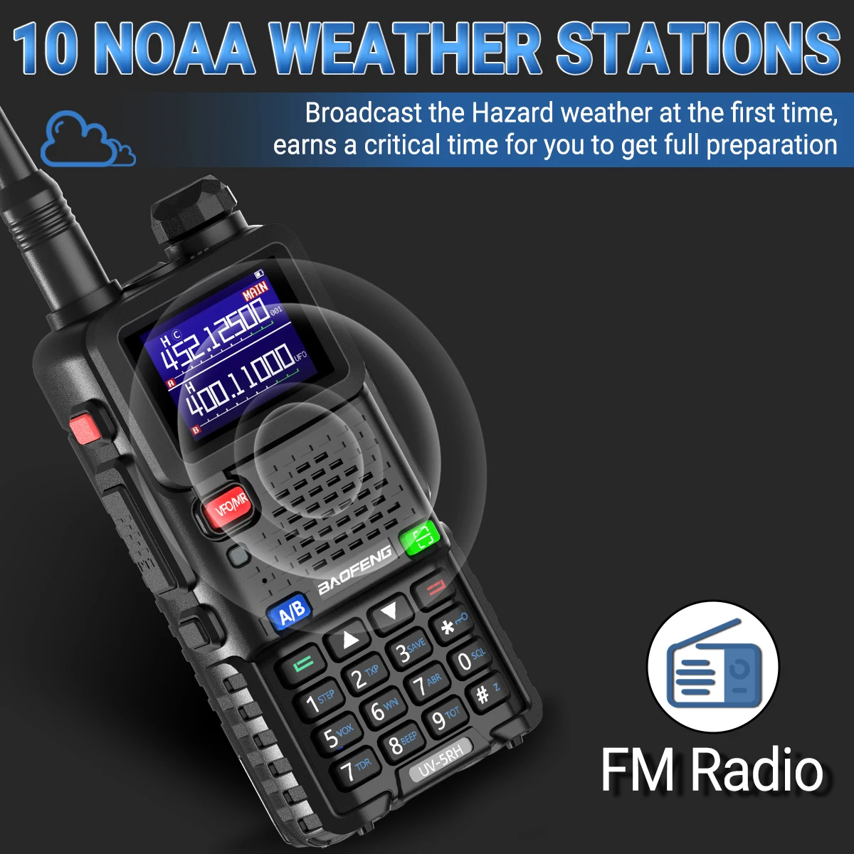 Baofeng UV 5RH 10W Air Band Walkie Talkie Long Range Wirless Copy Frequency Two Way Ham Radio Type-C Baofeng UV 5R Transceiver