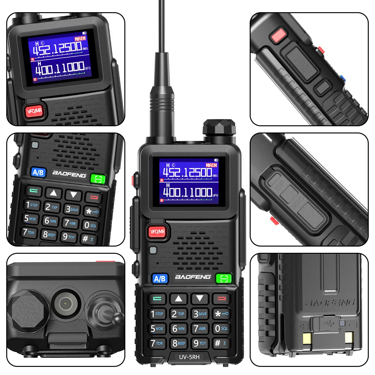 Baofeng UV 5RH 10W Air Band Walkie Talkie Long Range Wirless Copy Frequency Two Way Ham Radio Type-C Baofeng UV 5R Transceiver