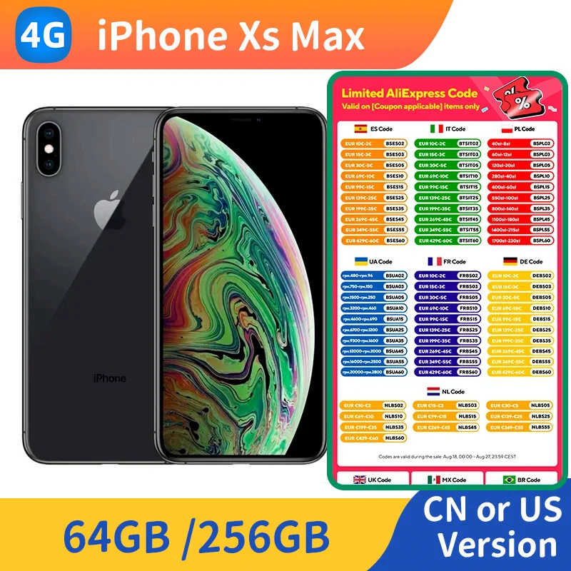 Apple iPhone XS MAX 4g Unlocked  Apple A12 6.5inch WIFI 12MP Camera IOS Original in good condition Used iPhone