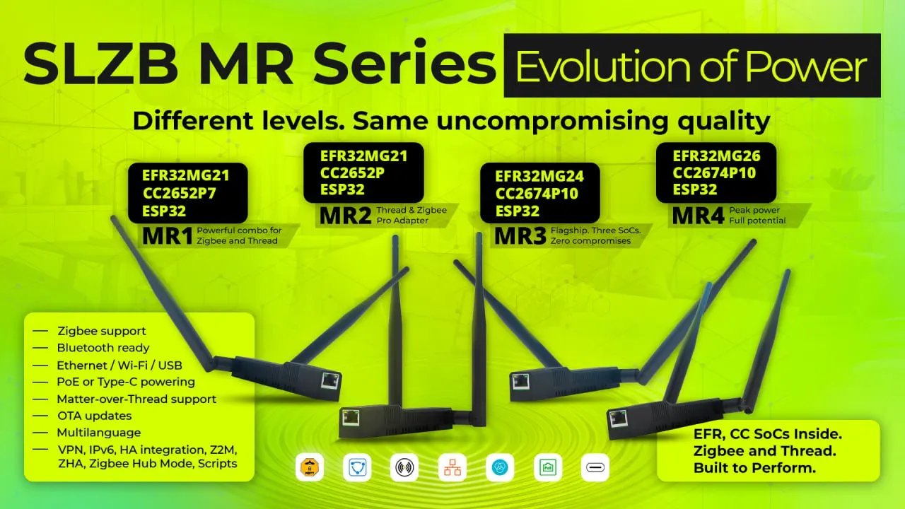 SMLIGHT SLZB-06/M/P7 Zigbee 3.0 to Ethernet,USB,and WiFi gateway coordinator with PoE,works with Zigbee2MQTT,Home Assistant,ZHA