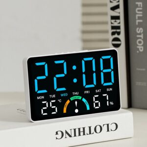 Home Temperature and Humidity Led Digital Clock Simple Large Screen Hanging and Standing Dual-Purpose Clock Multi-Functional Bedside Alarm Clock