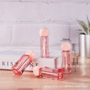 In-Stock Lip Gloss Dispensing Bottle Pink Translucent Lip Gloss Bottle Lip Gloss Tube Empty Tube Makeup Packaging Material Capacity 3ml