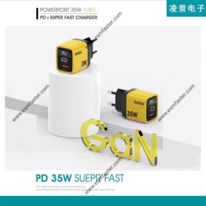 European Standard 35W Mobile Phone Charger Manufacturer Dual Port with Digital Display Fast Charging Charging Head Mobile Phone Headphone Power Adapter