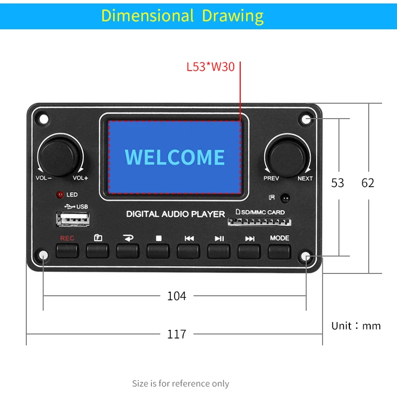 UNISIAN LCD Player Module MP3 28*64 Display Bluetooth Digital Audio Decoder Board TDM157 USB SD BT FM for Car Home Amplifier UNISIAN LCD Player Module MP3 28*64 Display Bluetooth Digital Audio Decoder Board TDM157 USB SD BT FM for Car Home Amplifier