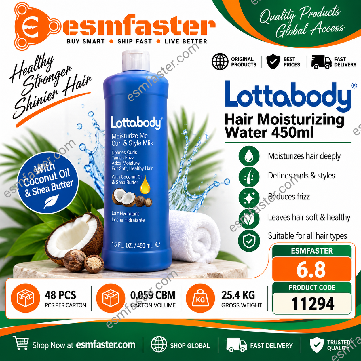 lottabody hair moitrurizing water 450ml 11294 - Image 1