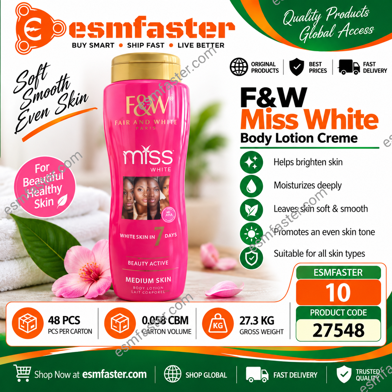F&W miss white body lotion creme 27548 - Image 1