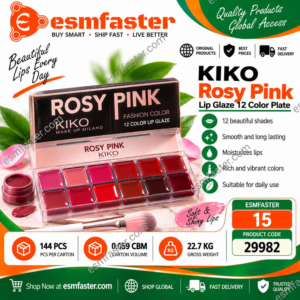 kiko Rosy Pink Lip Glaze 12 color 29982 - Image 1